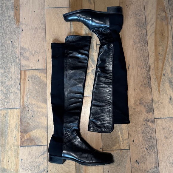 Excellent STUART WEITZMAN 50/50 leather over-the-knee boots black size 11.5 - Picture 2 of 14
